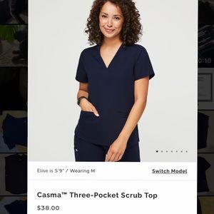 Figs Navy Scrub Top Small